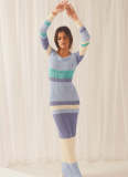 Off Shoulder Color Block Knits Maxi Dress GFQS-0501