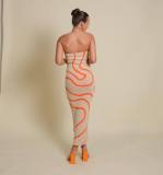 Wave Stripe Tube Tops Bodycon Dress GFQS-1225