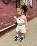 Kids Girl's Wrap Chest Tops Shorts Two Piece Set GYAY-M8067 