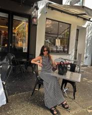 Sleeveless Hollow Out Beach Knits Long Dress GFQS-086