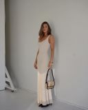Sexy Sleeveless Knits Solid Color Maxi Dress GFQS-6017