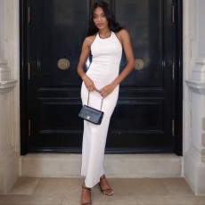 Sexy Halter Knit Backless Split Maxi Dress GFQS-3100
