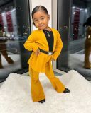 Kids Girl's Long Sleeve Solid Tie Up Two Piece Pants Set GYAY-M8001 