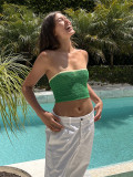 Contrast Color Patchwork Wrap Chest Tops GFQS-SY220209
