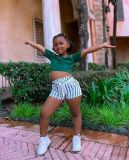Kids Girl's Short Sleeve T Shirt And Stripe Shorts 2 Piece Set GYAY-M8090 