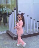 Kids Girl's Long Sleeve Solid Tie Up Two Piece Pants Set GYAY-M8001 