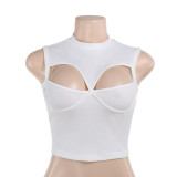 Solid Color Hollow Out Tank Tops FL-YY24062