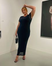 See Through Short Sleeve Slim Knits Maxi Dress GFQS-DCL062