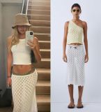Single Shoulder Beach Vest And Half Skirt 2 Piece Set GFQS-1015