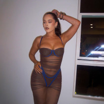 Sexy See-through Mesh Midi Dress FL-YY24048