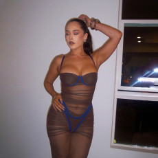 Sexy See-through Mesh Midi Dress FL-YY24048