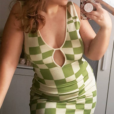 Low-cut V-neck Sexy Cut-out Knit Dress GFQS-H0330