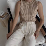 Sleeveless Knits Solid Color Vest Tops GFQS-5511