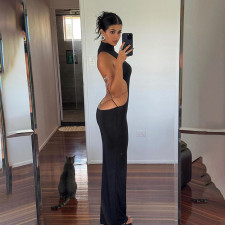 Sexy Backless Bow Maxi Dress FL-YY24070
