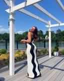 Wave Stripe Tube Tops Knit Long Dress GFQS-0809