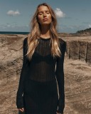 See Through Knits Long Sleeve Maxi Dress GFQS-1227