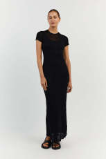 See Through Short Sleeve Slim Knits Maxi Dress GFQS-DCL062
