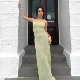 Floral Hollow Out Sexy Tight Sling Maxi Dress GFQS-4743