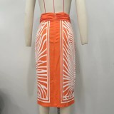 Printed Irregular Half-body Long Skirt OLYF-6148