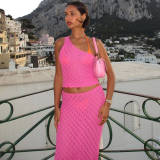 Single Shoulder Beach Vest And Half Skirt 2 Piece Set GFQS-1015