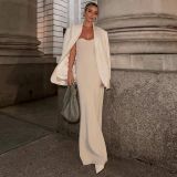 Wrap Chest Solid Color Knits Maxi Dress GFQS-1666