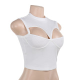 Solid Color Hollow Out Tank Tops FL-YY24062