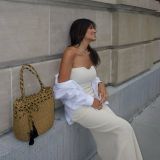 Wrap Chest Solid Color Knits Maxi Dress GFQS-1666