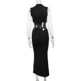 Fashion Sleeveless Solid Color Maxi Dress  FL-YY24077
