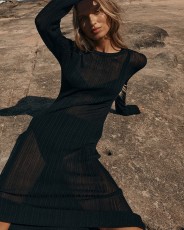 See Through Knits Long Sleeve Maxi Dress GFQS-1227