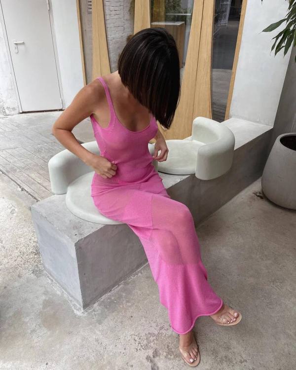 Sexy See-Through Backless Bikini Cover Up Beach Dress GFQS-2444