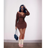 Off Shoulder V Neck Tight Two Piece Skirts Set FOSF-8388