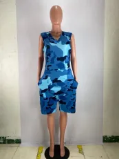 Camouflage Print Sleeveless Loose Romper SMD-24019