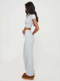 Solid Color Short Sleeve Pants Two Piece Set YD-8806