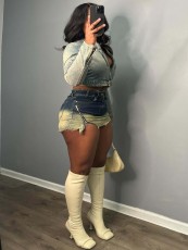 Vintage Sexy Zipper Denim Skirt CH-88101