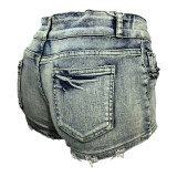 Casual Mid-waist Denim Denim Shorts WAF-77646