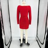 Off Shoulder V Neck Tight Two Piece Skirts Set FOSF-8388
