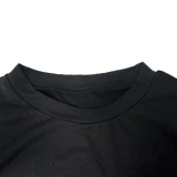 Solid Short Sleeve T Shirt Loose Two Piece Pants Set LM-7258