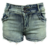 Casual Mid-waist Denim Denim Shorts WAF-77646
