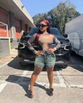 Casual Mid-waist Denim Denim Shorts WAF-77646