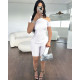 Slash Shoulder Short Sleeve Casual Short Set FOSF-8389
