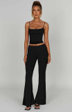 Sexy Solid Color Sling Vest Two Piece Pants Set YD-8805