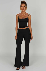 Sexy Solid Color Sling Vest Two Piece Pants Set YD-8805