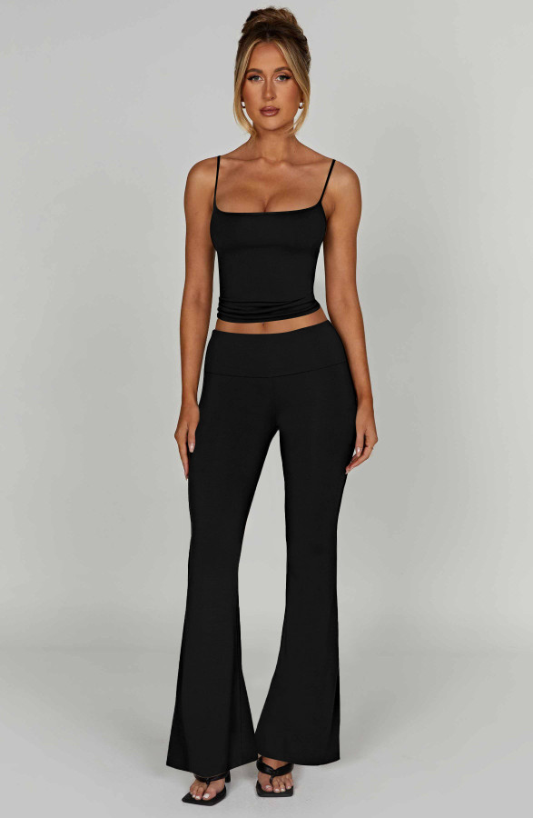 Sexy Solid Color Sling Vest Two Piece Pants Set YD-8805