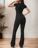 Short Sleeve Solid Color Jumpsuit ME-8494