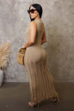 Sleeveless Knits Beach Long Dress OSM-4455