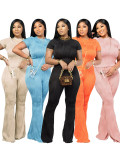 Wave Stripe Set Short Sleeve Pants Two Piece Set DDF-88232