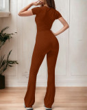 Short Sleeve Solid Color Jumpsuit ME-8494