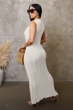 Sleeveless Knits Beach Long Dress OSM-4455