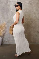 Sleeveless Knits Beach Long Dress OSM-4455