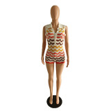 Knit Ripple Lapel Romper GCNF-0218